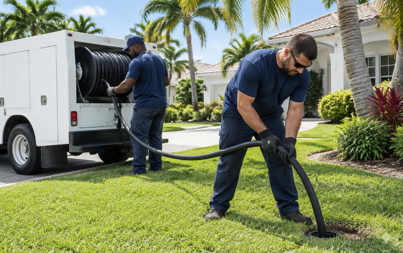 Crew tunneling a new line under a Florida home
